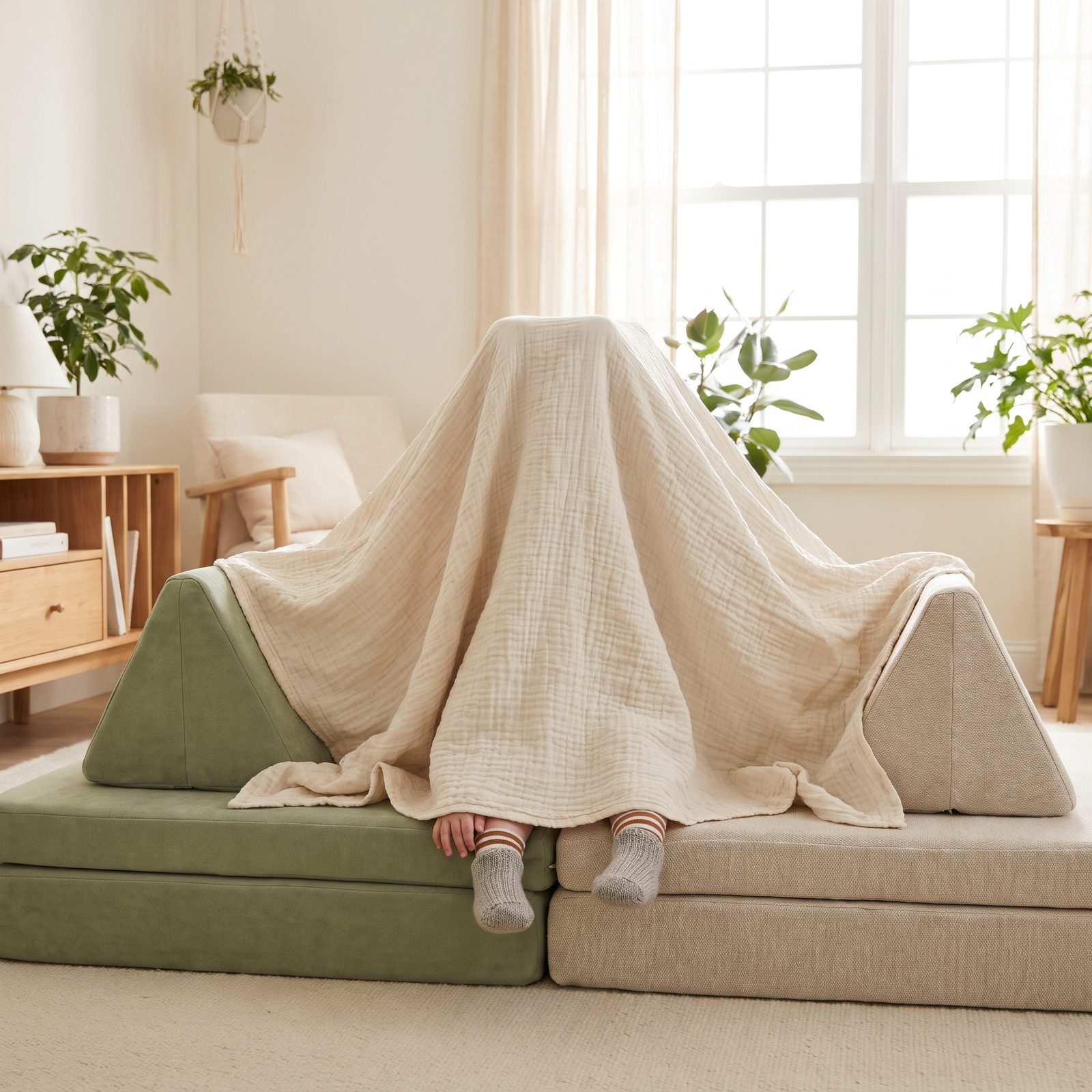 The couch is a castle now.